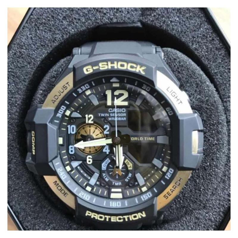 Casio CASIOG-SHOCK Aviation Series GRAVITYMASTER Military Style Flight Classic Pointer Dual Display Quartz Movement Resin Strap Japanese GA-1100-9G