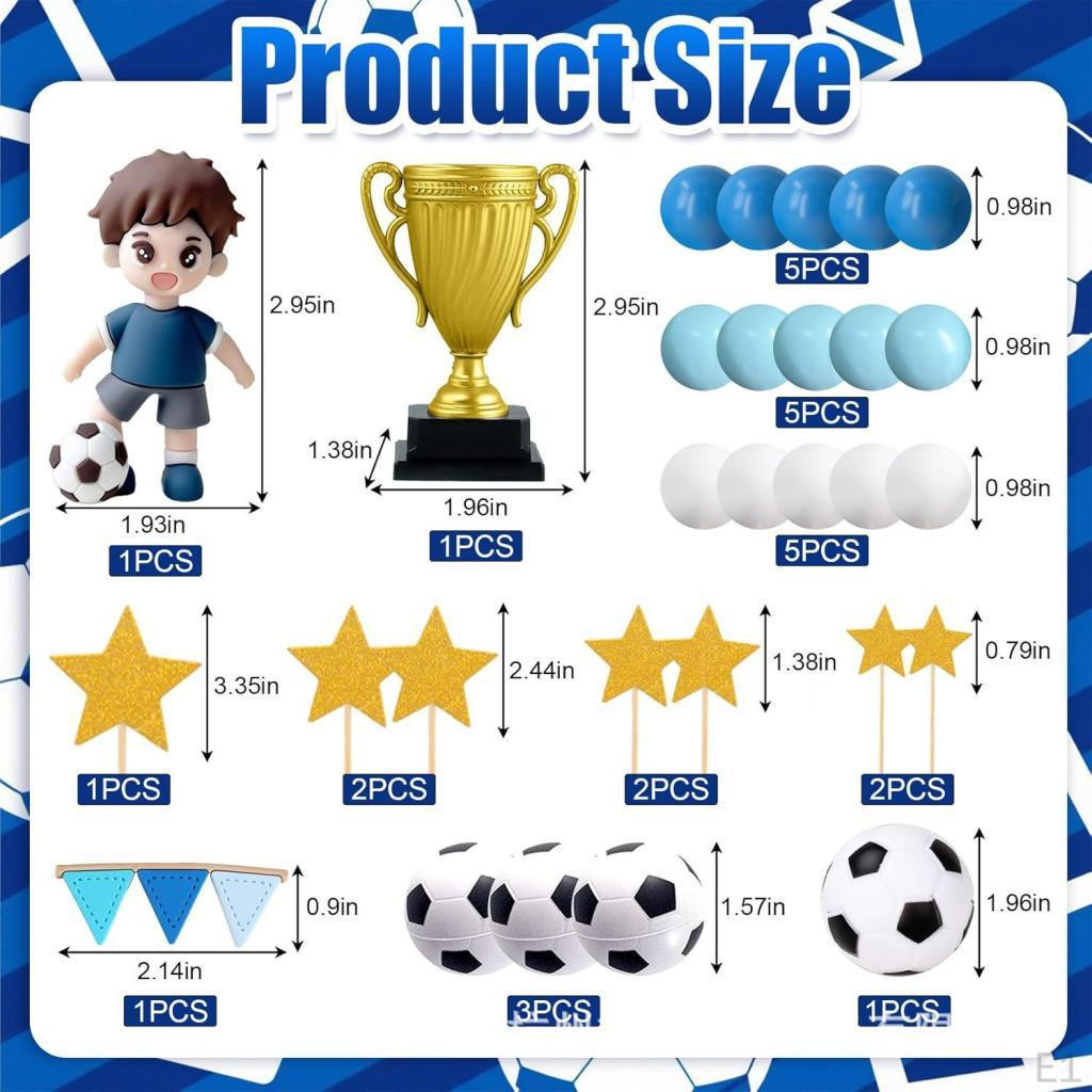 29x Soccer Cake Toppers for Decorating Birthday Holiday Baby Shower