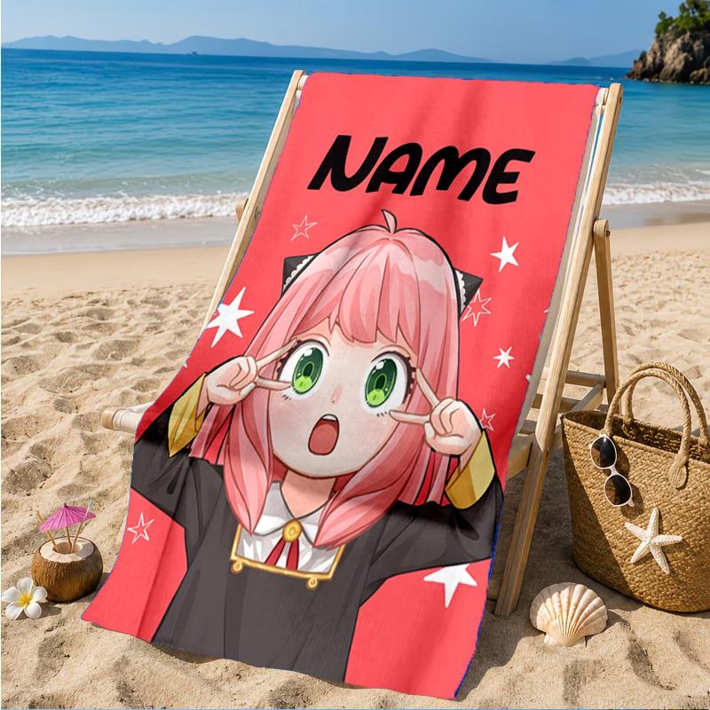 Custom Name Anya Sweet Fan family Beach Towel Microfiber Beach Towel, Lightweight and Quick-Dry, for Summer Travel, Swimming Pool Gift