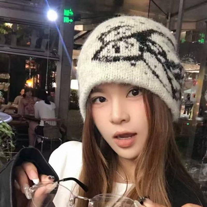 Korean Cartoon Cat Knit Beanie Men Women Winter Warm Ear Flap Hat