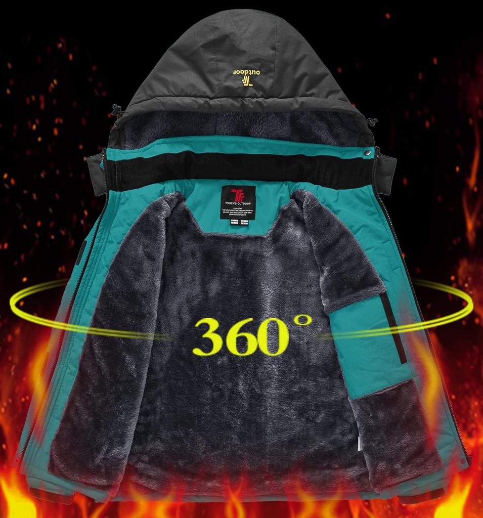 YSENTO Fleece Outdoor Jacket for and Warm and Removable Windproof and Brushed 01 XL Women's Jacket, Hiking, Skiing, More, Hood, Water-Repellent,