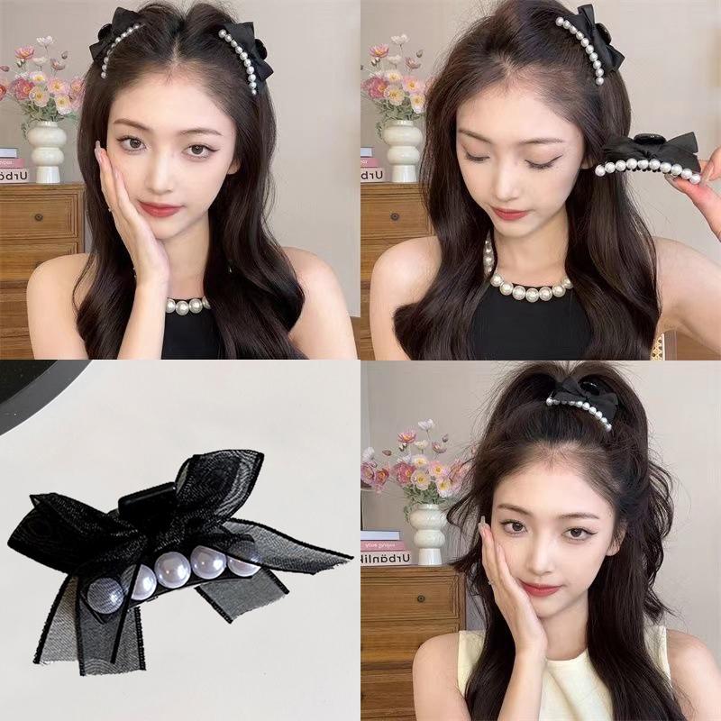1/2Pcs Cute Pearls Bow Small Hair Claw For Women Girls Sweet Hair Ornament Hairpin Mini Hair Clips Fashion Hair Accessories