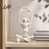 Funky Home Accent Piece Heart-Matching Skull Ornament 3D Printed Skeleton Statue Gothic Novelty Bone Texture Statue Compact Size Sculpture