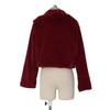 Damen Lässig Einfarbig Kunstpelzmäntel Herbst Winter Langärmliger Revers Kurzjacke Mode Flauschiger Übermantel