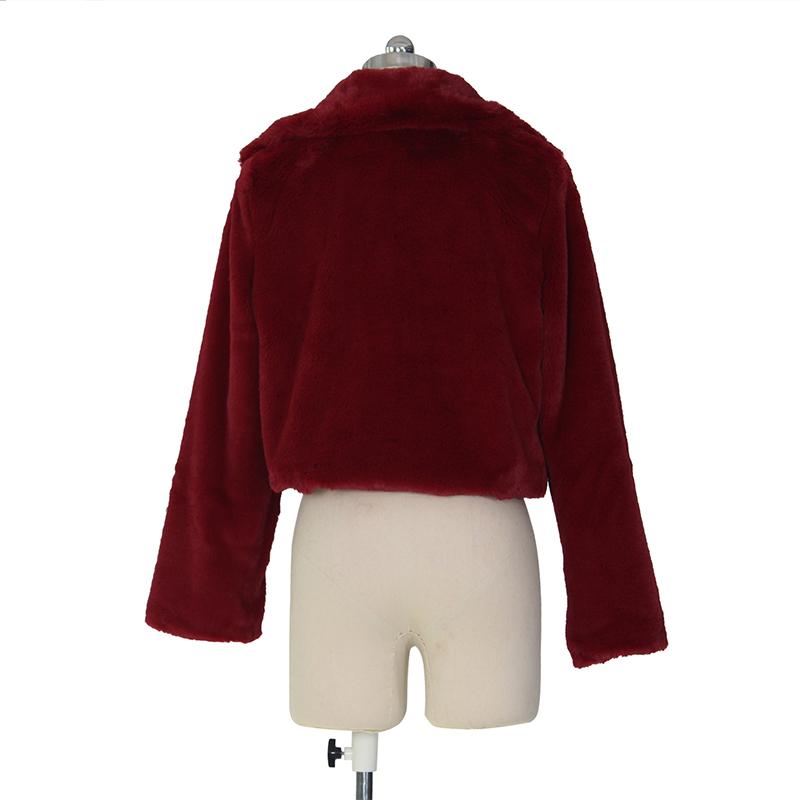 Damen Lässig Einfarbig Kunstpelzmäntel Herbst Winter Langärmliger Revers Kurzjacke Mode Flauschiger Übermantel