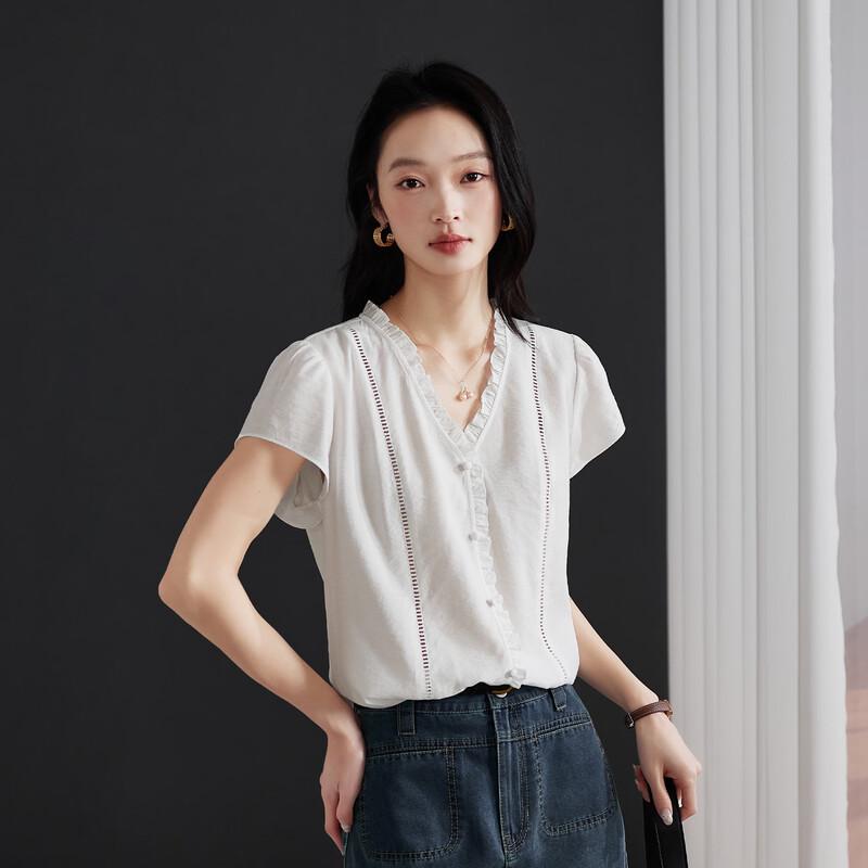 SOFSIL Women s French Style Short Sleeve Blouse S белый