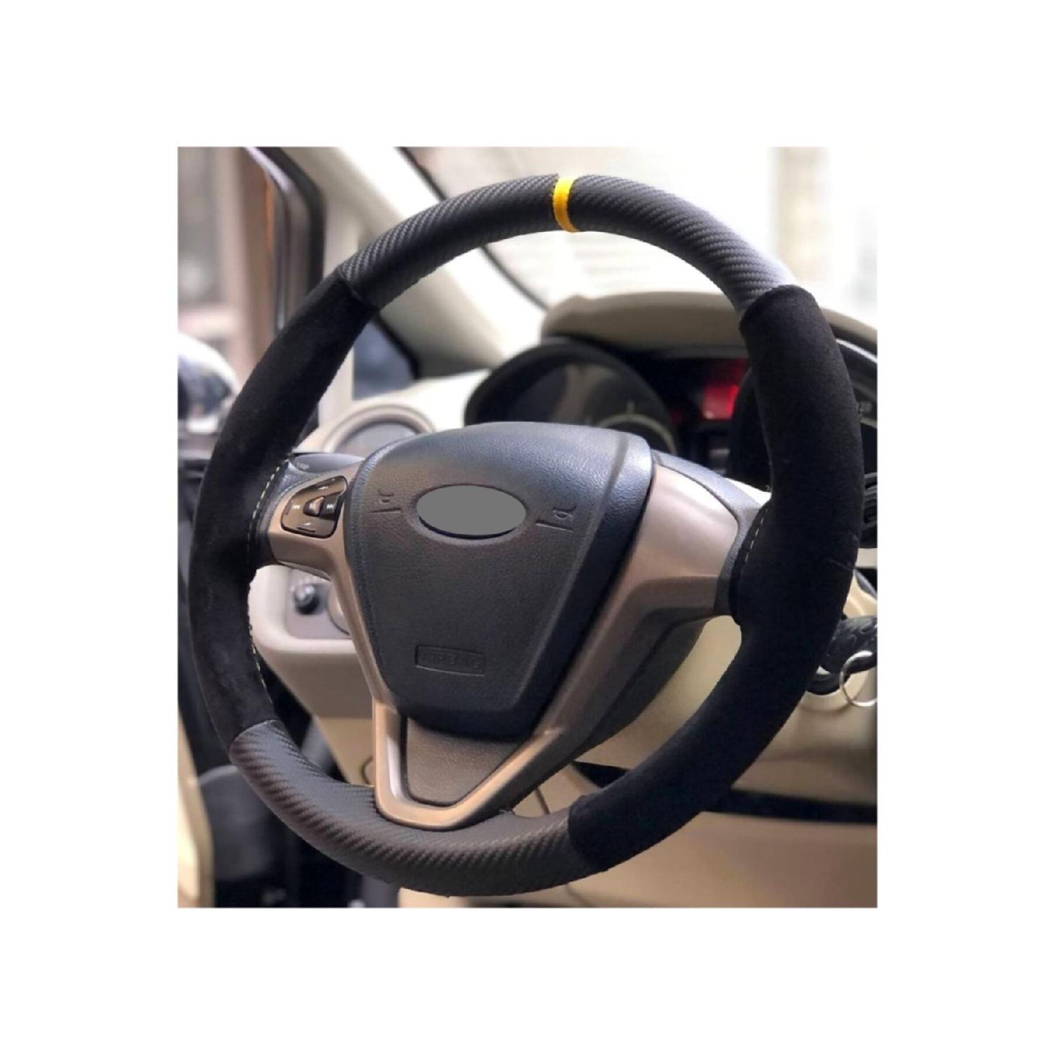 

Совместимый кожаный чехол на руль Fort Fiesta с желтым кольцом из карбона и алькантары