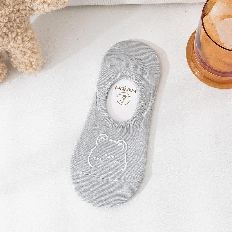 Summer Light-colored Invisible Boat Socks for Women, Cartoon-breathable Silicone Anti-slip, Shallow Girls' Short Socks