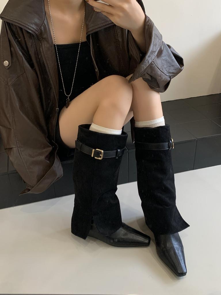 High Heel Vintage Brown Maillard Medium Boots Women's 2025 New Autumn Western Jeans Tube Long Rider