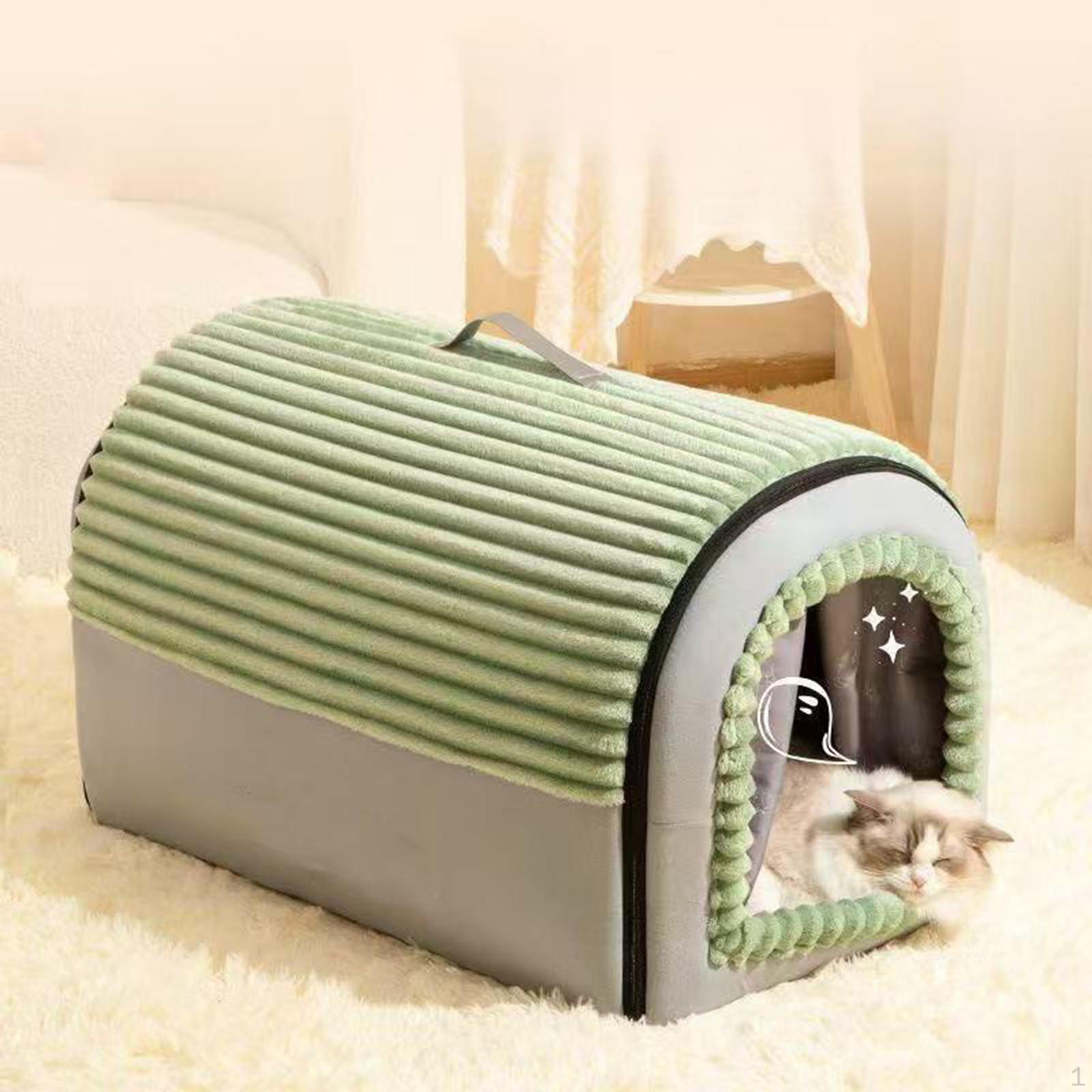 

Cat House Bed Breathable Removable Hideaway Shelter Pet Dog Nest for Small Dogs Indoor Cats S зелёный