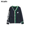 M.Latin Unisex Kids' Letter Jacquard Cardigan Sweater