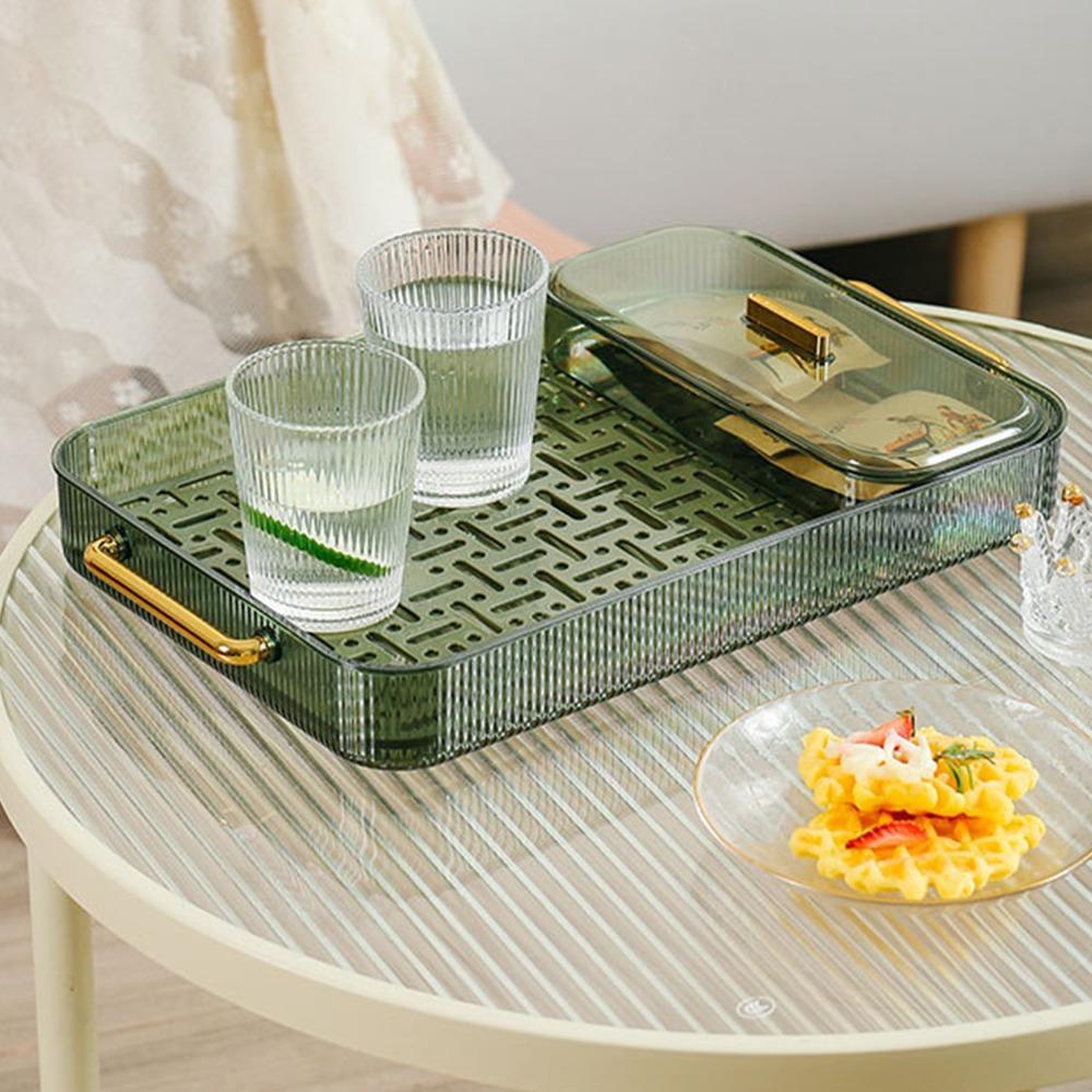 Double Layer Design Water Drainage Tea Tray With Handles Kitchen Counter Drain Board Coffee Table