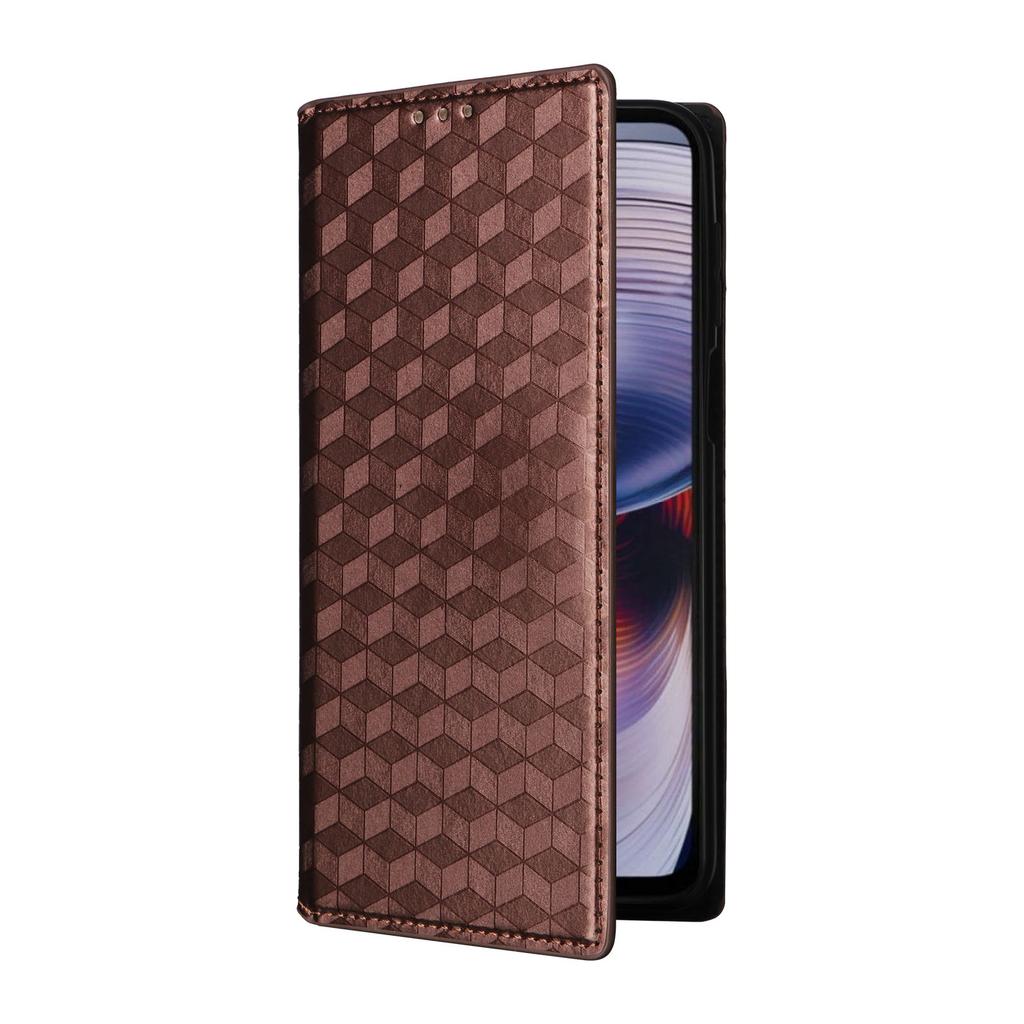 For Motorola Moto G55 5G Wallet Case Rhombus Imprinted Leather Phone Cover