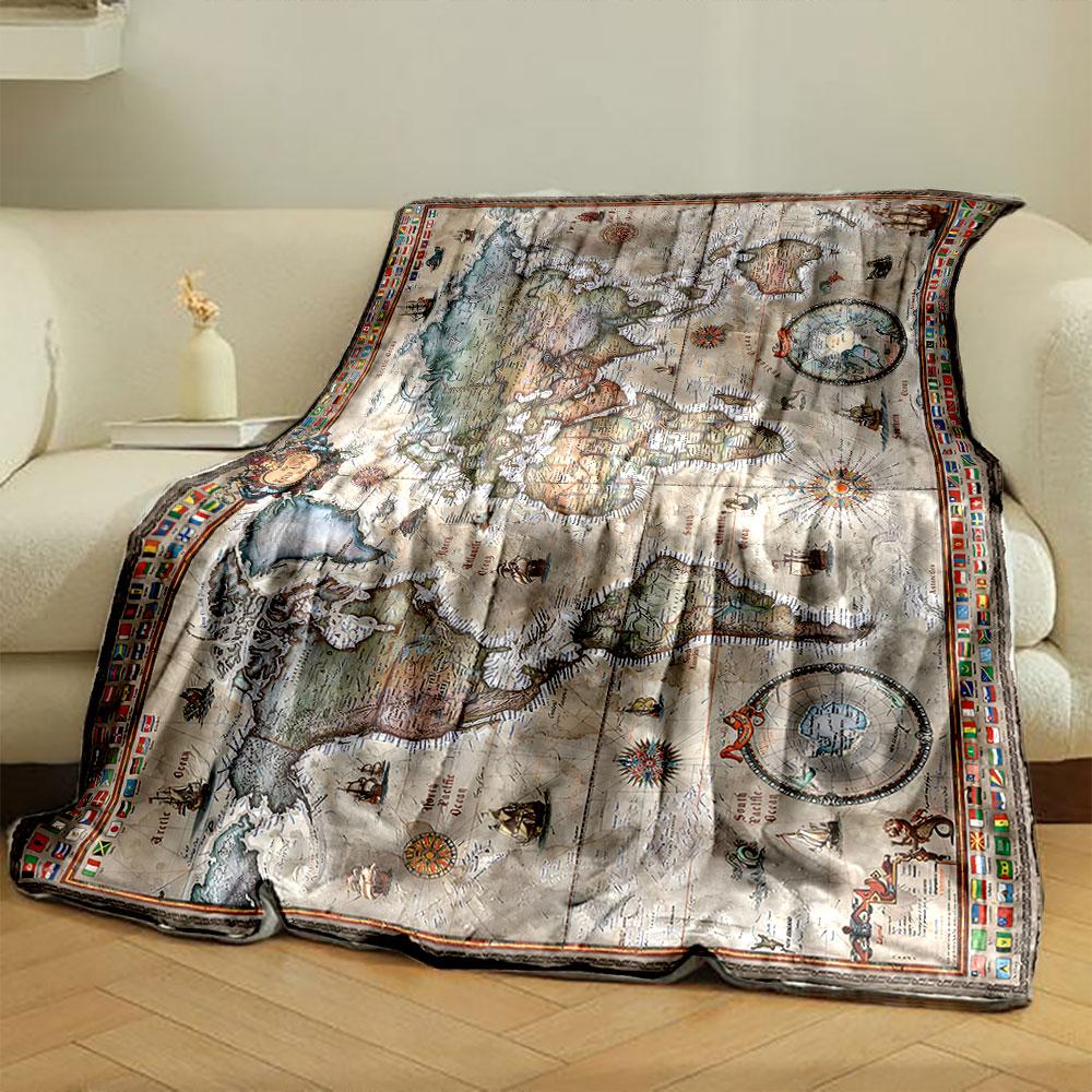 Vintage World Map Blanket print blanket soft and cozy perfect for the living room bed sofa or a nap,gift