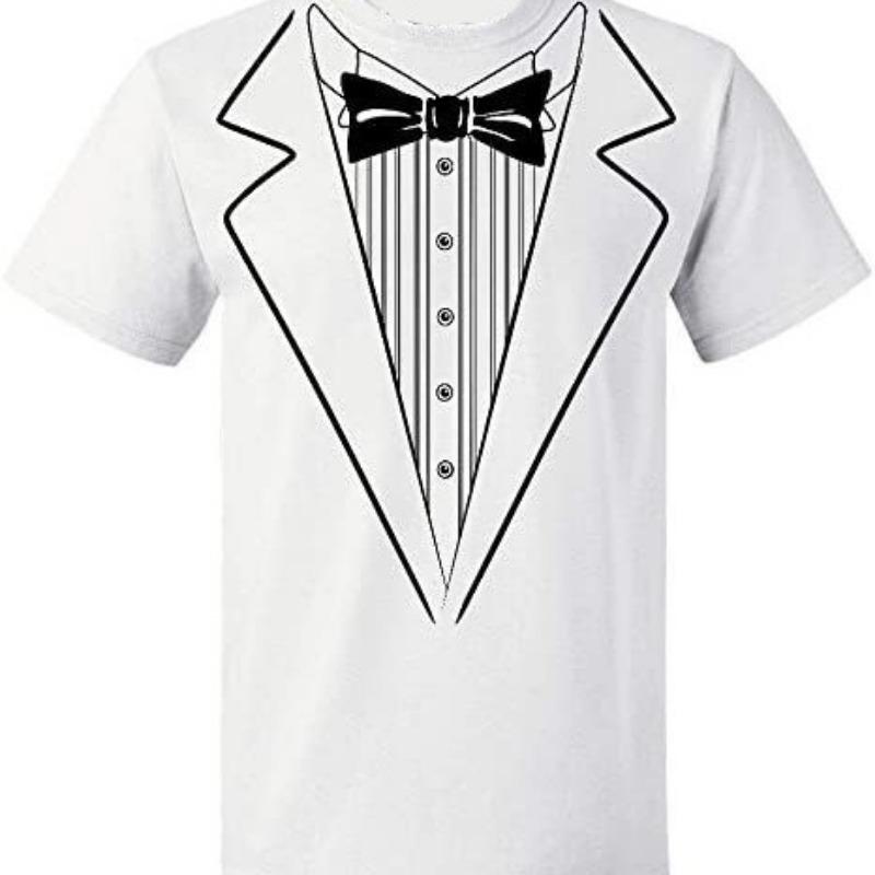 Men Funny Gentleman Fake Tuxedo Print Short Sleeve T Shirt