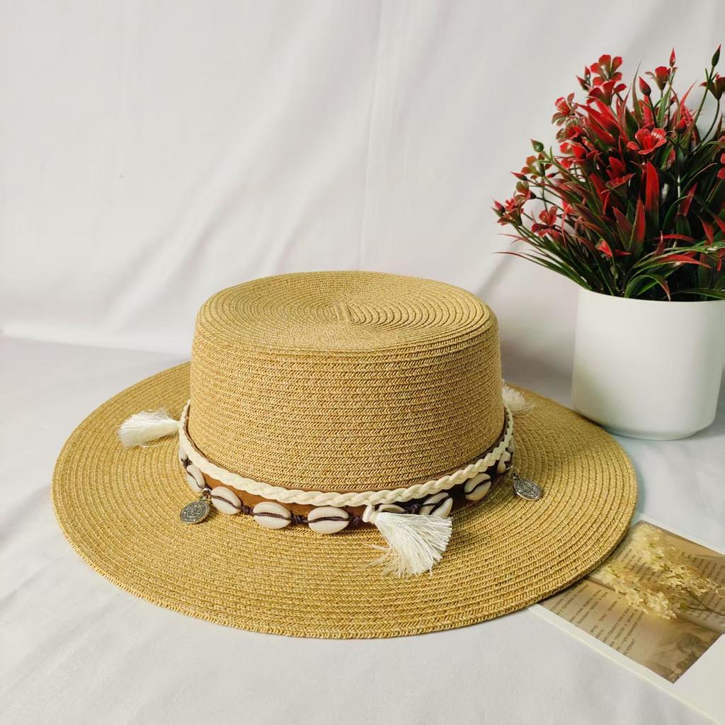 Hepburn Ethnic Wind Fine Grass Encryption Straw Hat Women's Summer Seaside Vacation Panama Jazz Hat Sunscreen Sunshade Top Hat
