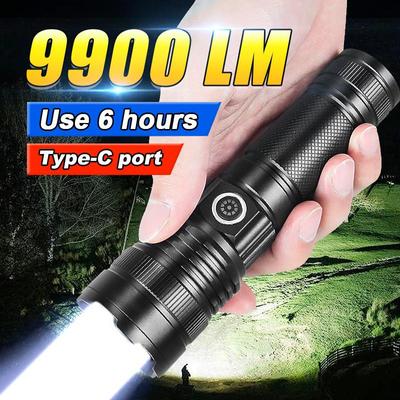 9900LM High Power LED Flashlights White Laser Super Long Range Flashlight Rechargeable Powerful Torch Light Hand Lantern