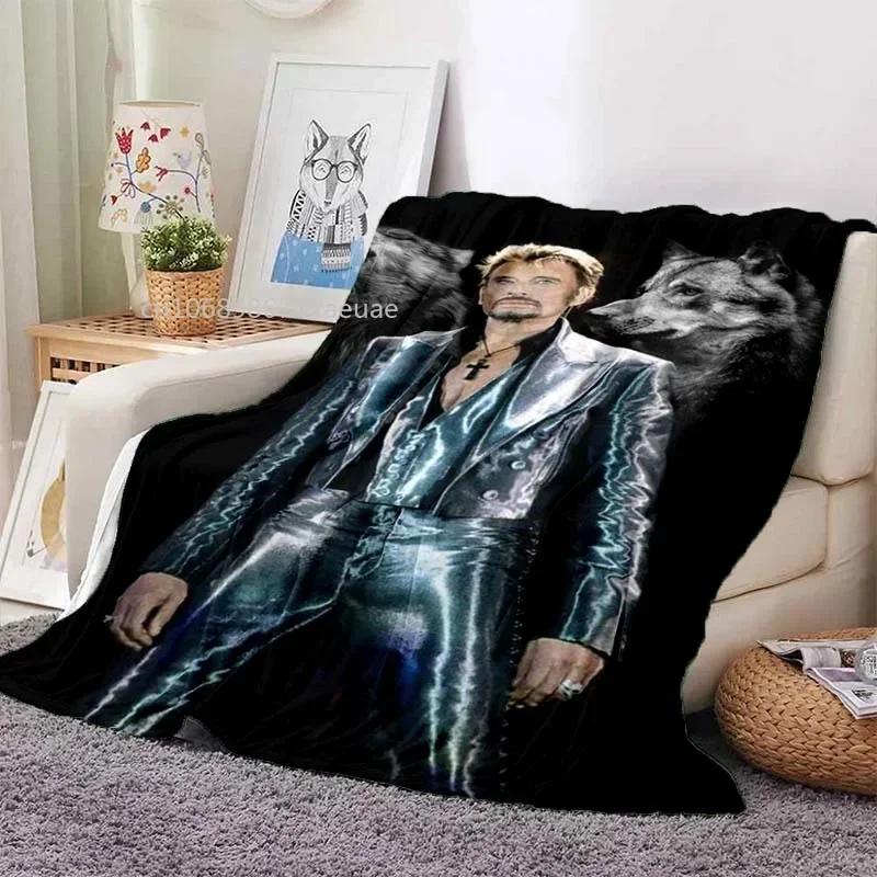 

Rock Star Johnny Hallyday Flannel Blanket Rock n Roll Soft Cover Lightweight Warm Plush Bed Sofa Chair Blanket 130cmx150cm