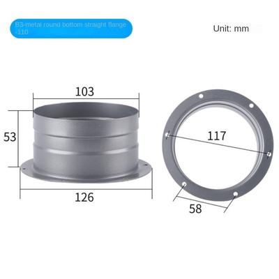 Metal Exhaust Duct Connector Flange Round 75-300mm Pipe Air Vent Connector High-temperature Resistant Straight Flange Adapter