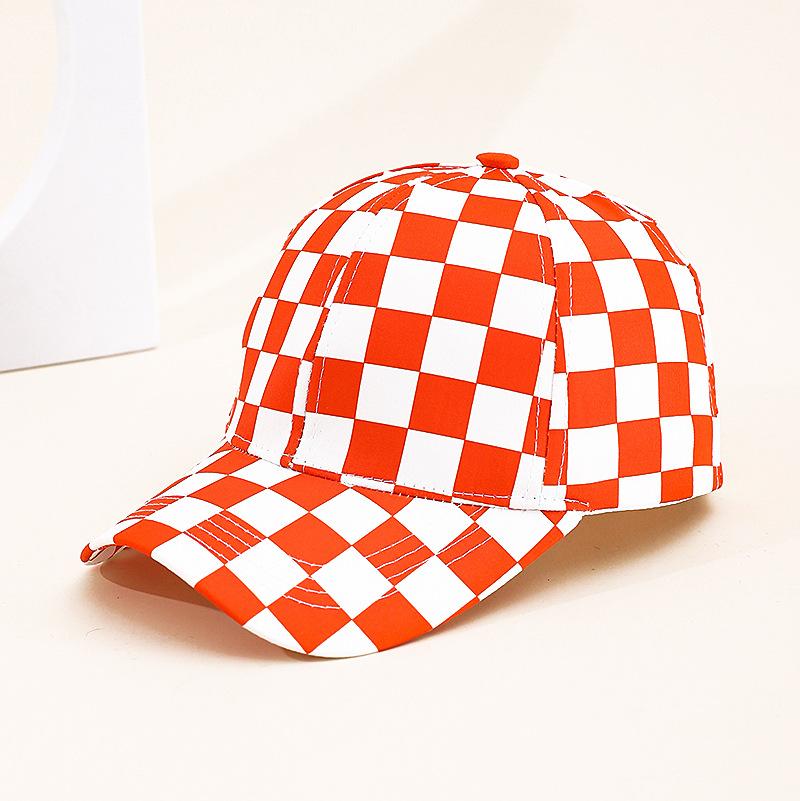 Summer Korean Plaid Sun Hat for Men - Checkered Hard Top Baseball Cap, Breathable Unisex Outdoor Peaked Cap