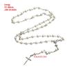 Catholic Rosary Glass Pearls Beads Necklace Crosses Crucifix First Communion Rosary with Chalice Crosses for Women Men