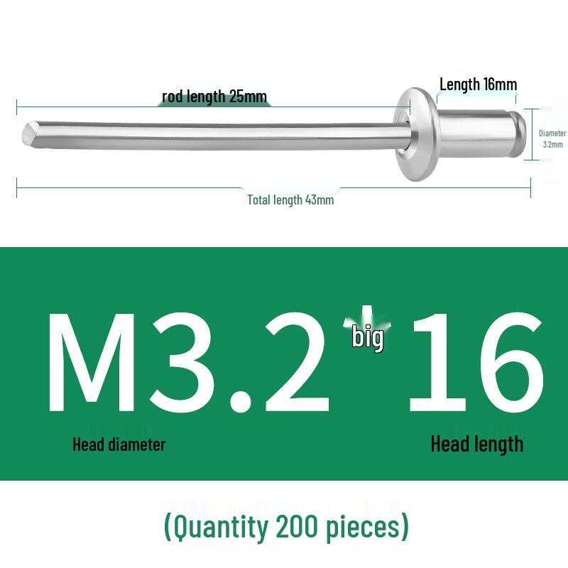 Aluminium-Blindnieten - Rundkopf M3.2, M4, M5, M6