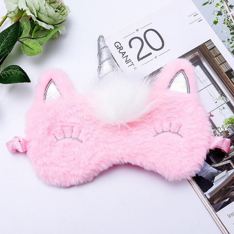 Cartoon Unicorn Sleep Mask Soft Plush Funny Animal Eye Masks Eyeshade Sleeping Mask for Girls and Adults Travel Eye Cover