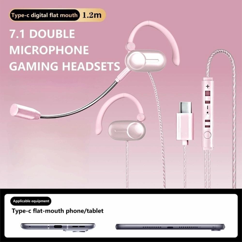 Open Ear Wired Headphones Dual Microphone Noise Reduction Wired Headset Detachable Microphone Ear-hook Wired Earphones Handsfree
