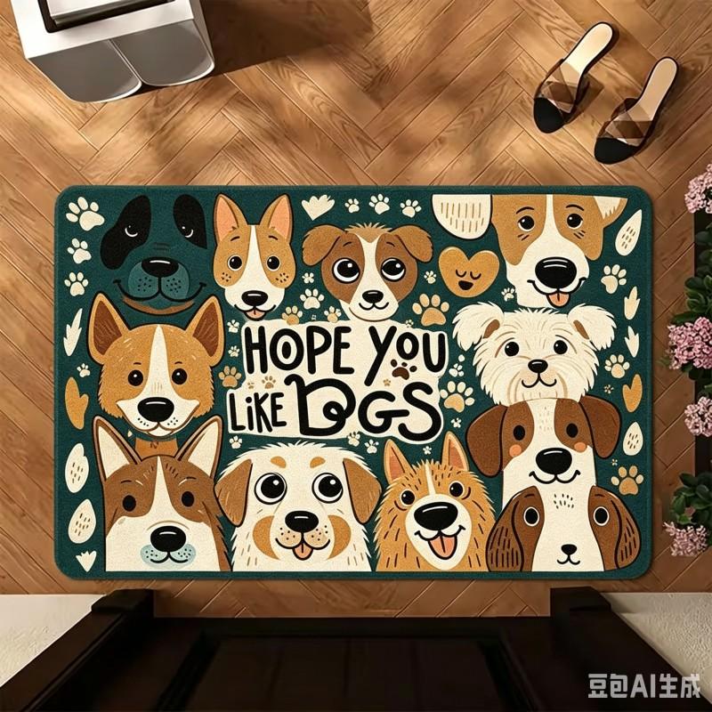 Funny Hope You Like Dogs Doormat Cute Cartoon Puppy Breeds Welcome Mat Pet Lover Gift Home Entryway Decor Floor Rug Carpet