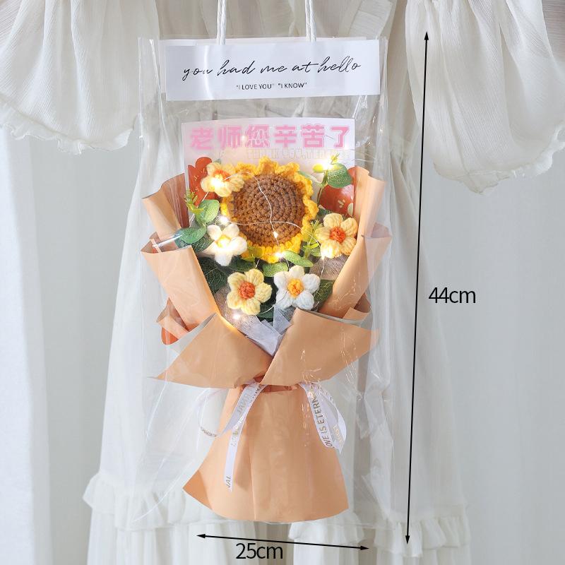 Crochet Flowers Bouquet Graduation Bouquet Knitted Flowers Artificial Flower Wedding Gift for Guests Mother's Day Gifts
