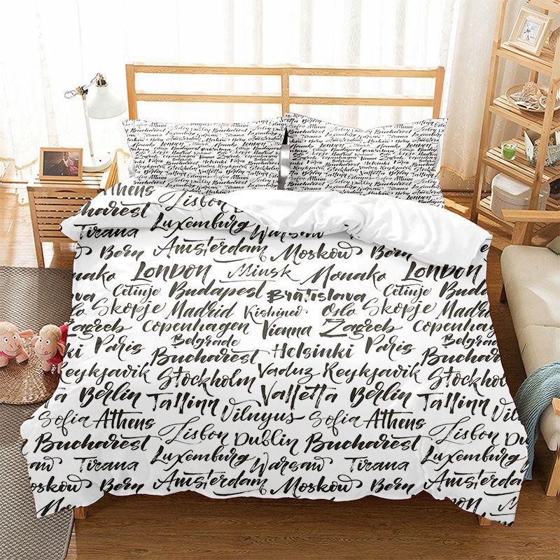 Graffiti Word Bedspread Cover Collection Merry Christmas Long-lasting Polyester Comforter Cover With Pillowcase King Dimension Queen Dimension Size
