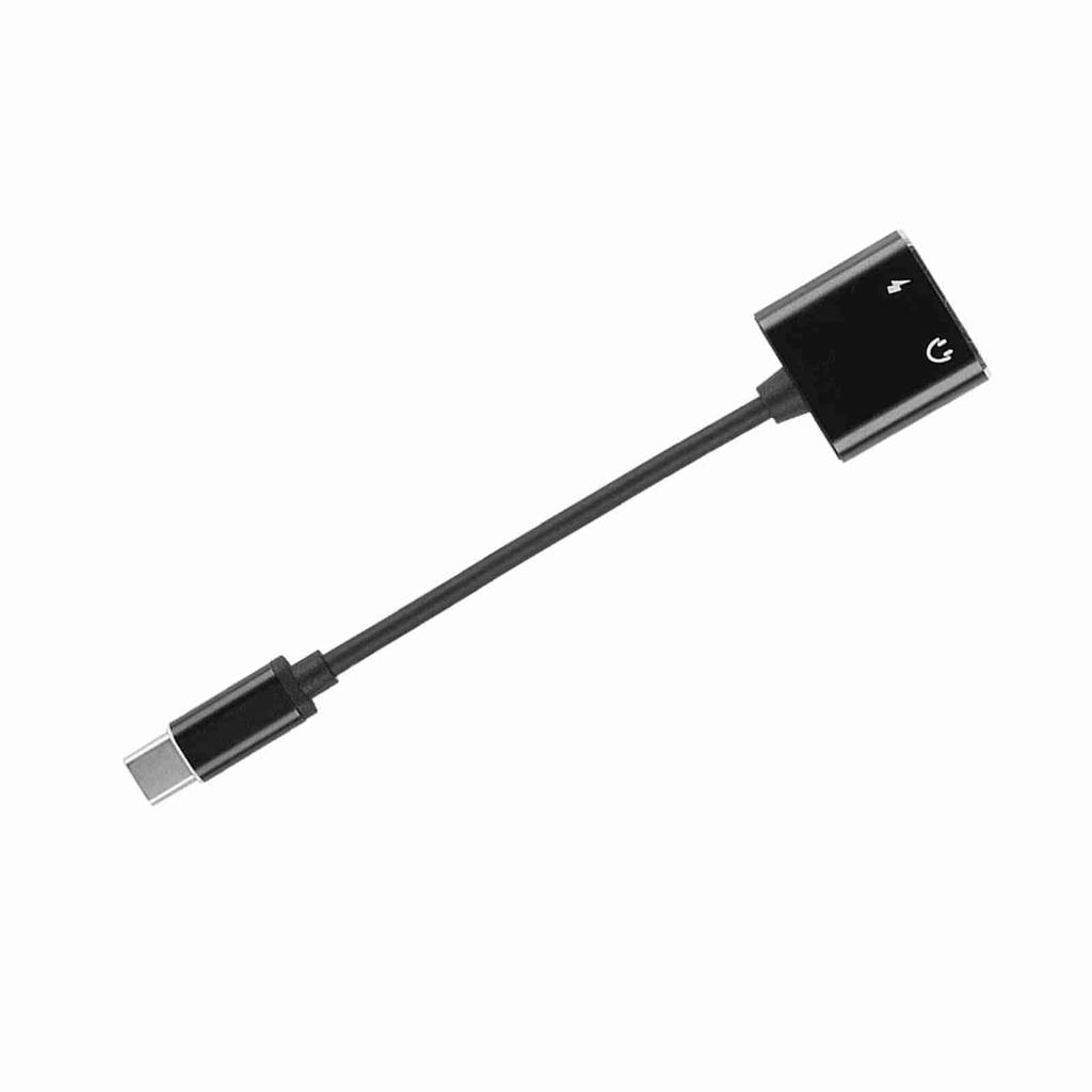 2 in 1 3.5mm Type C   Adapter Converter   Headphone Adapter (Black)