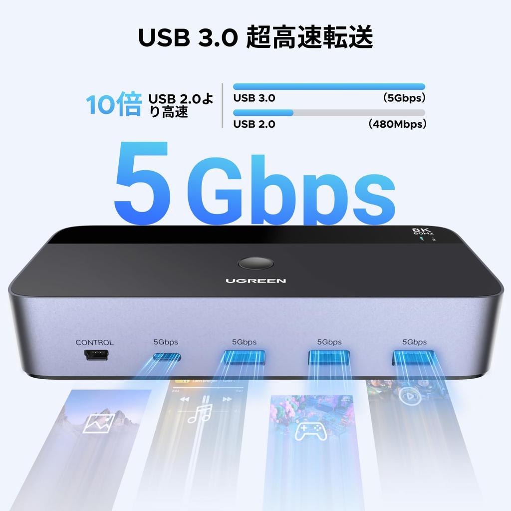UGREEN DisplayPort KVM podporuje dva monitory a pripája dve hliníkové vybavené štyrmi USB zdieľa duálne a tlačiareň medzi dvoma obsahuje dva USB