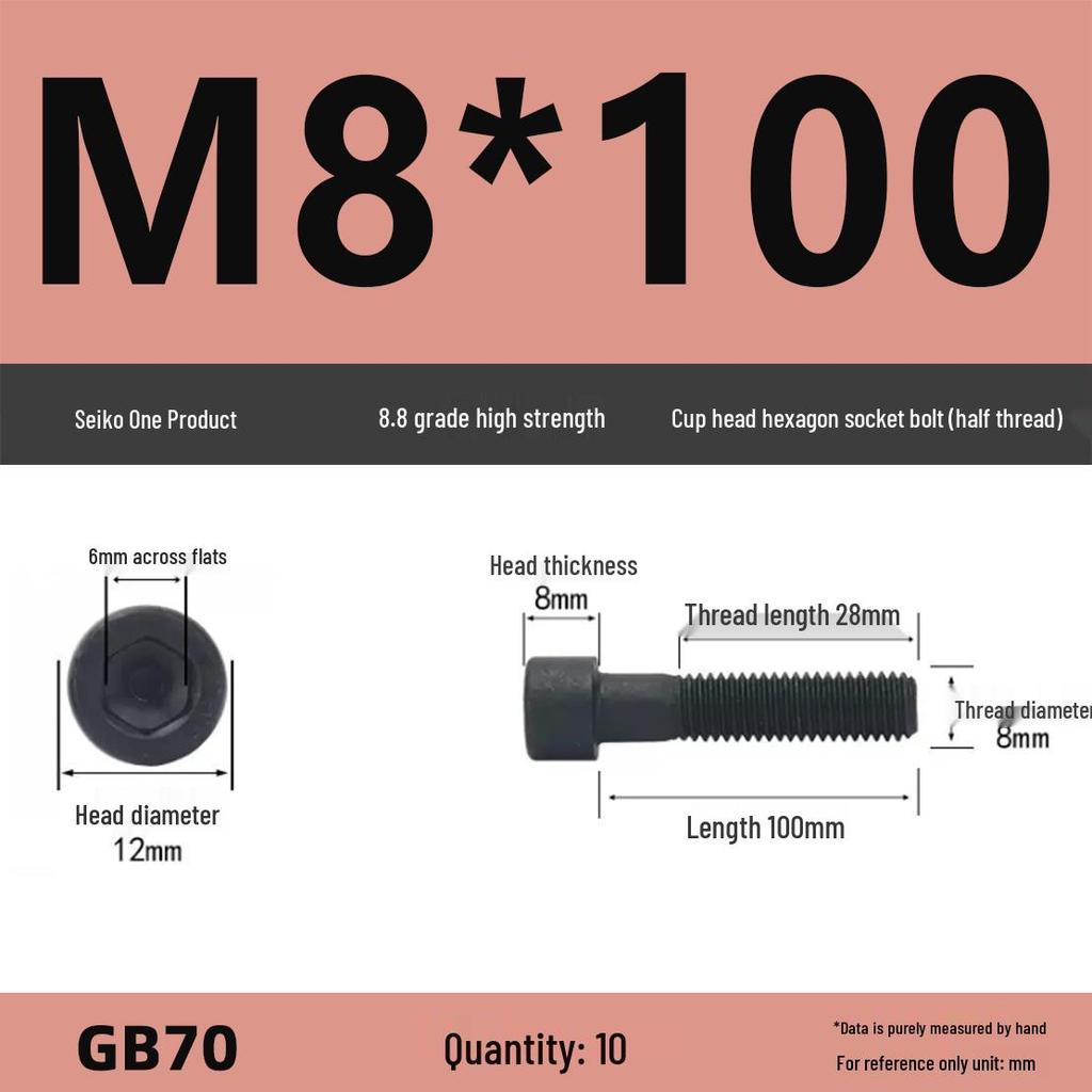 8.8 High-Strength Socket Head Cap Screw Bolt (M4-M16)