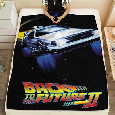 1PC Back To the Future Print Flannel Blanket, High Quality All Seasons, Home Decor, Warmth and Comfort, Perfect for Christmas Gifts