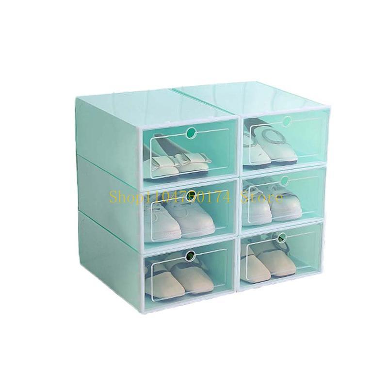 6Pcs Plastic Shoe Box Stackable Foldable Shoe Drawer Storage for Case top sale