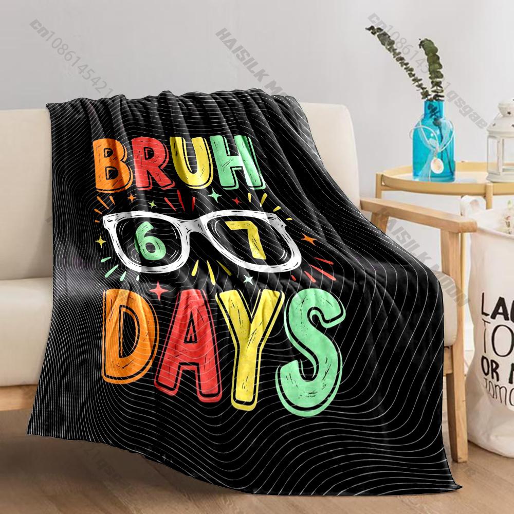Cute Bruh 6 7 Six Seven Cartoon Soft Flannel Fluffy Throw Home Camping Blanket for Children Sofa Throw Thin Blanket Fashion Gift 75x90cm