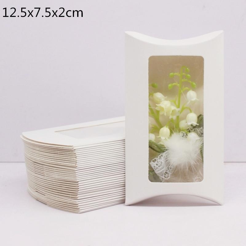 DIY Blank Paper Gift Box .Mutli Size Pillow Gift Box with Clear Pvc Window,kraft/white/black Paper Window Box for Gift 10pcs