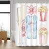 Vintage Watercolor Baseball Bowknot Popcorn Print Shower Curtain with 12 Hooks - Polyester Bathroom Decor