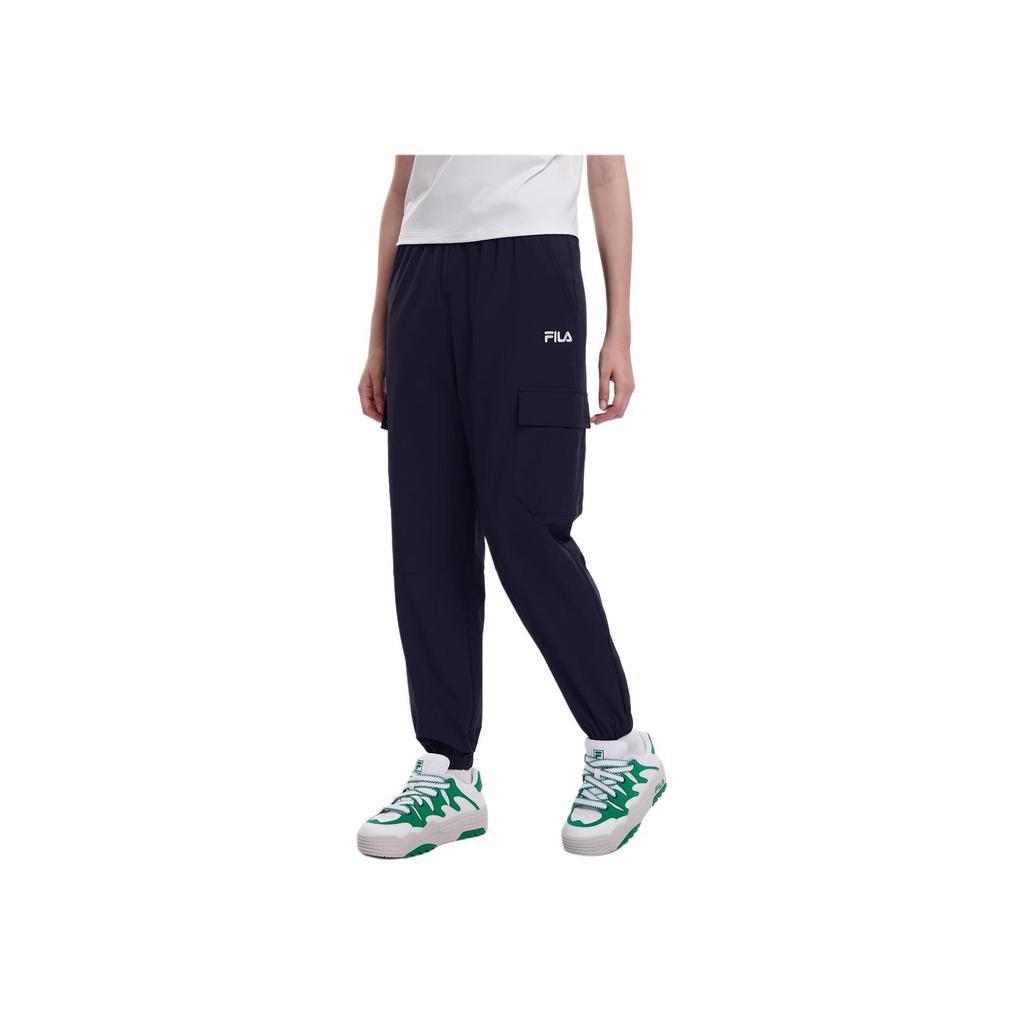 Fila Woven Long Pants 2023 Autumn New Simple Tennis Cuffed Fashion Casual Pants Women Bottoms Legendary-Blue F11W339803FNV