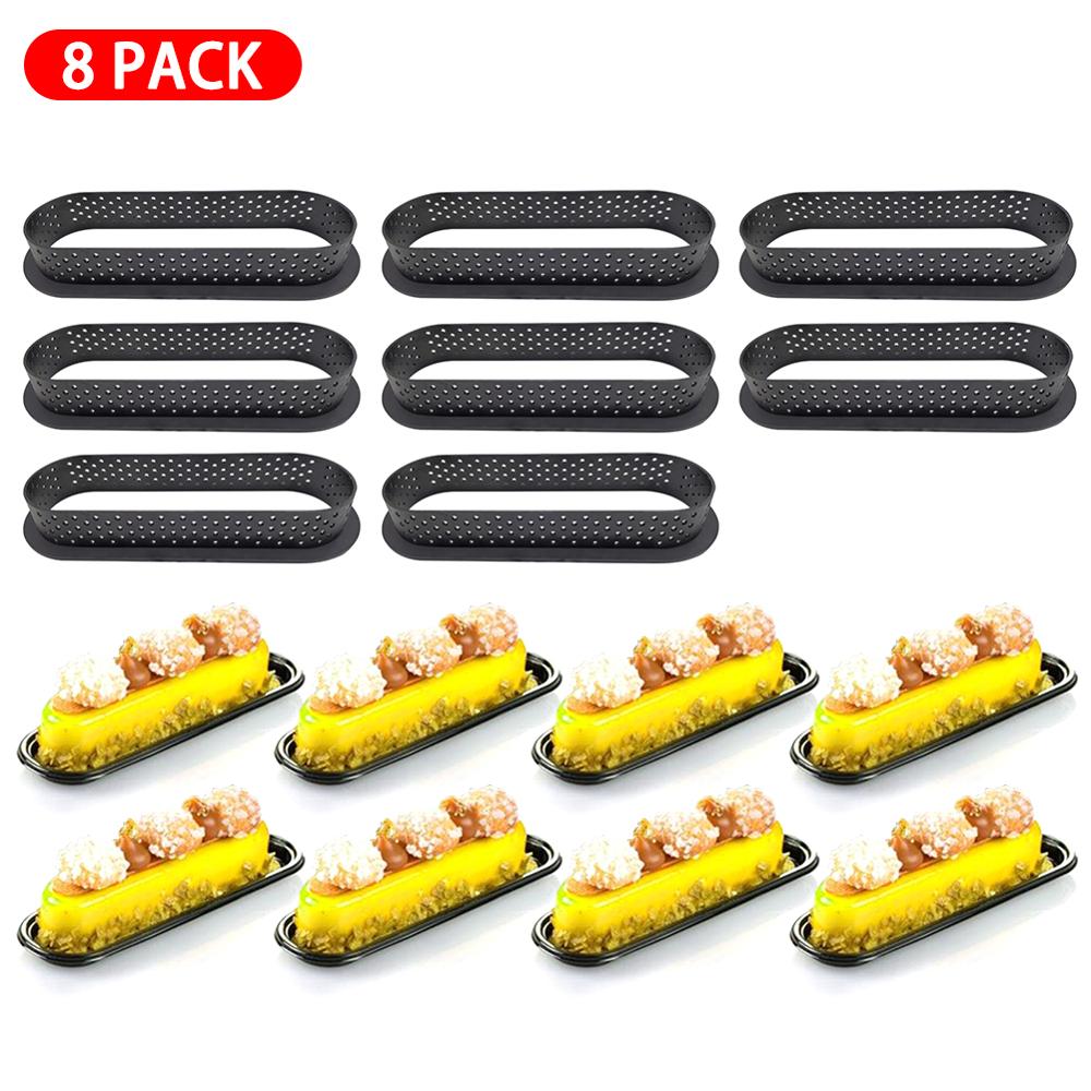 8 buc. Formă Ovală Formă de Tort Mousse Tăietor Perforat Instrument de Decorare Desert Francez DIY Inel Perforat Vas de Copt Antiaderent Tartă