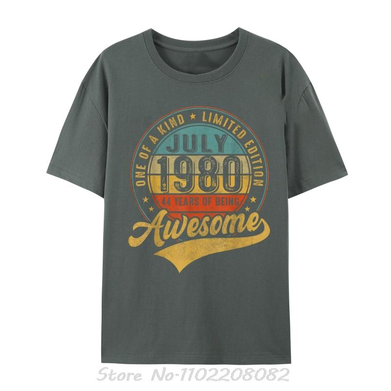 Retro Made In 1980 July Limited Edition Tees Birthday Unique Tshirt Fitness Tshirt Fashion Casual Streetwear Cotton T Shirt Top