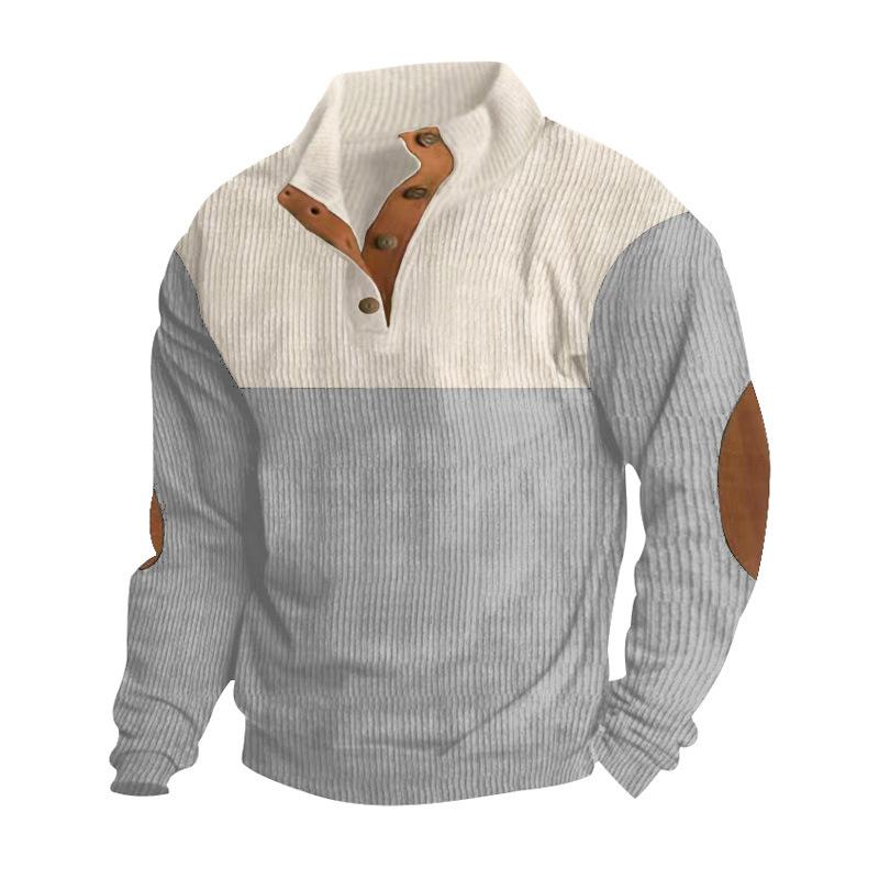 Autumn Winter New Men's Outdoor Corduroy Casual Stand Up Collar Long Sleeved Pullovers Daily Comfortable Versatile Fashionable Loose Pullovers