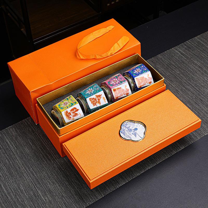 Enamel Master Eight Directions Tasting Personal Single Cup Hand-painted Gold Kung Fu Tea Set Gift