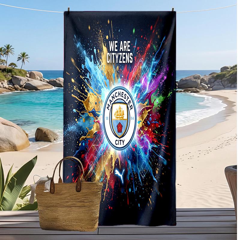 Πετσέτα Παραλίας Manchester City Με Σχέδιο Γρήγορου Στεγνώματος Μαλακή Πετσέτα Φορητό Μεγάλο Ορθογώνιο Κάλυμμα Παραλίας για Ταξίδι Πισίνα