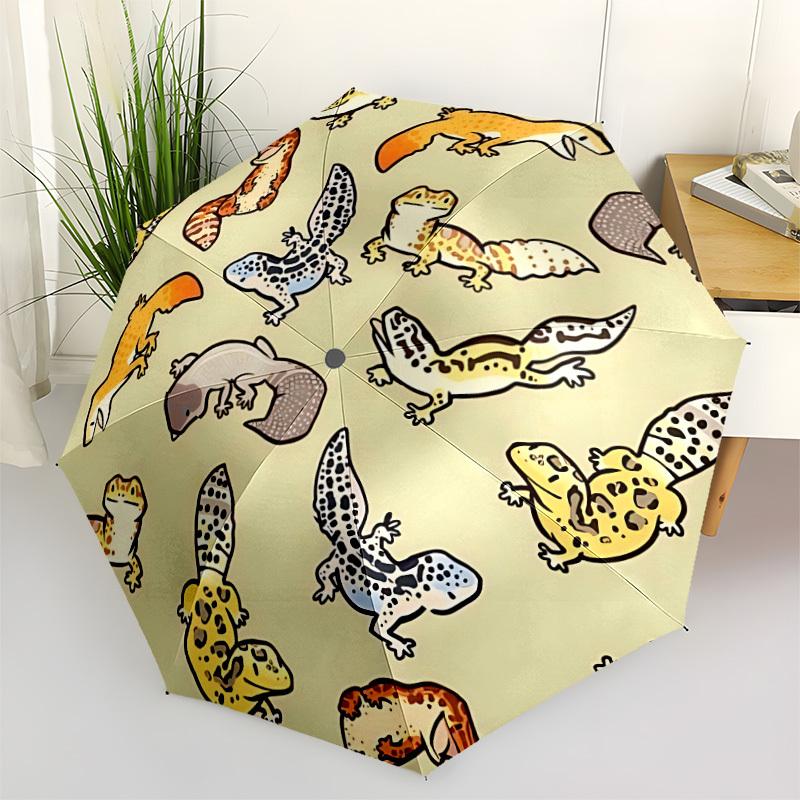 1pc Gecko Lizard Fashionable Automatic Opening/Closing Folding Umbrella with 8 Bones, Windproof Portable, Daily Use131