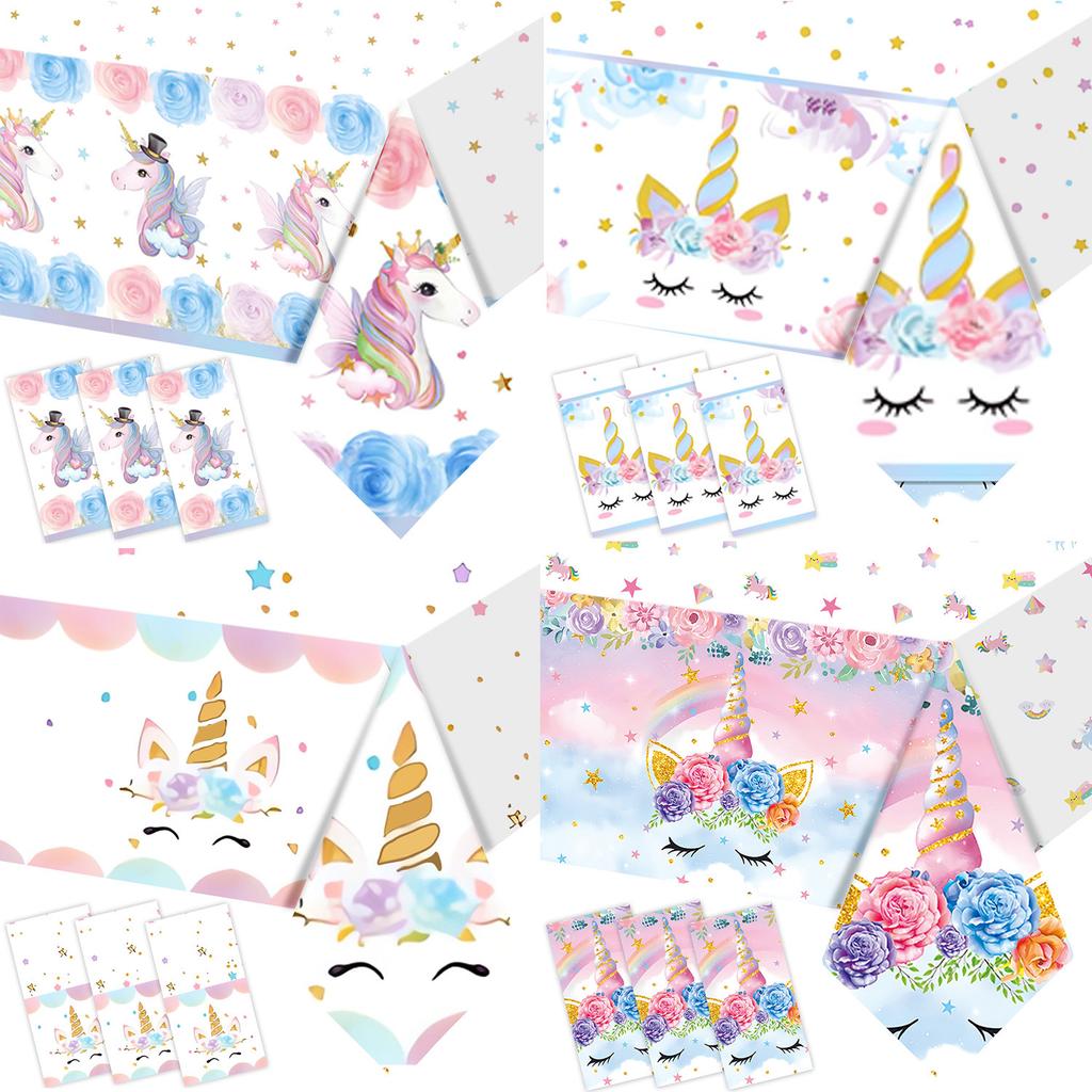 Einhorn Thema Tischdecke Partyzubehör Geburtstagsdekoration Tischdecke Einweg Pe Tischdecke Einhorn Tischdecke