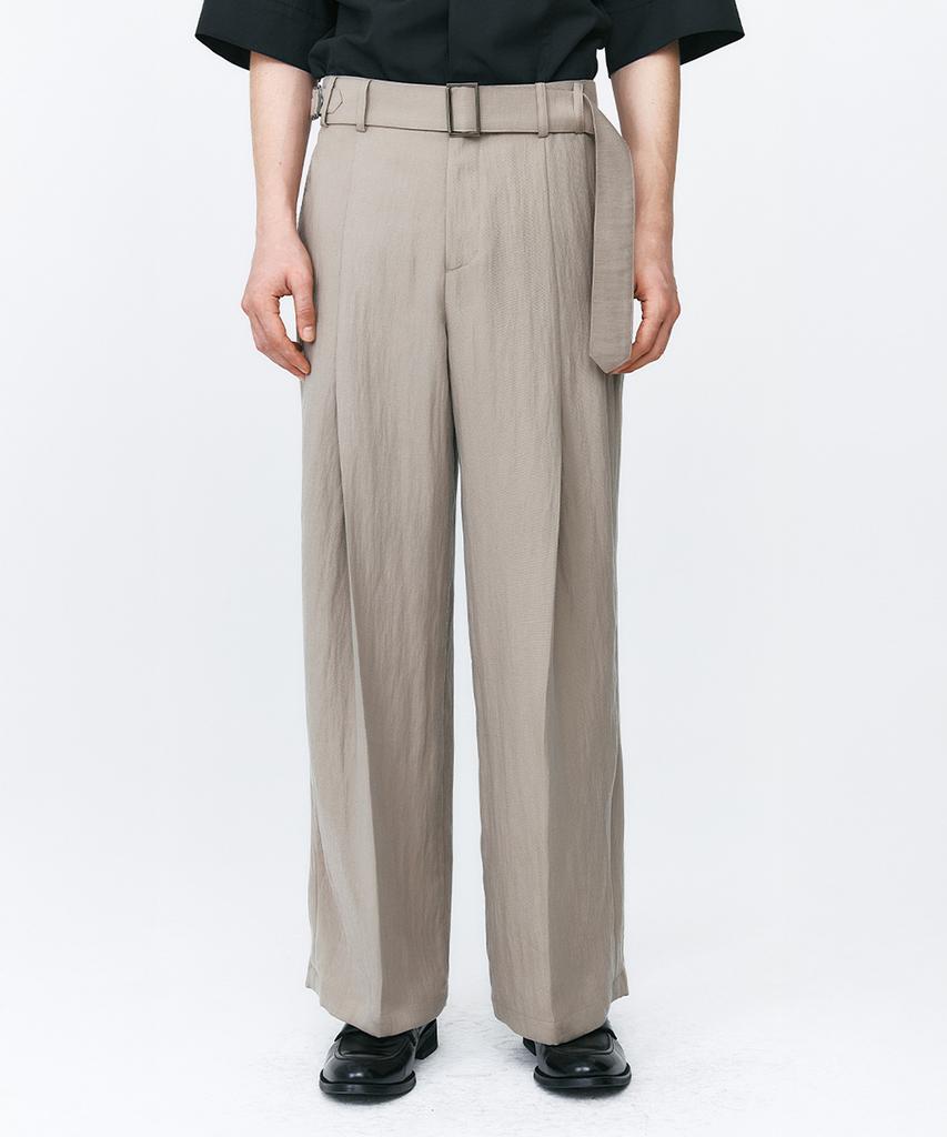 Sinkia Buckle Strap Wide Trousers Warm Grey