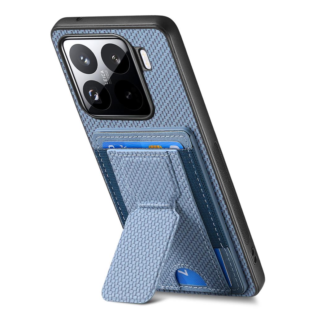 Pro Xiaomi 15 Pouzdro Stojánek Držák na karty Kožený zadní kryt