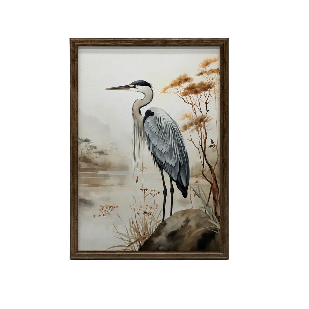 Spacer Nad Mglistym Jeziorem Spacer Nad Mglistym Jeziorem, 70X100 Cm, Rama Drewniana Ciemny Brąz, Papier Matowy 230 Gsm